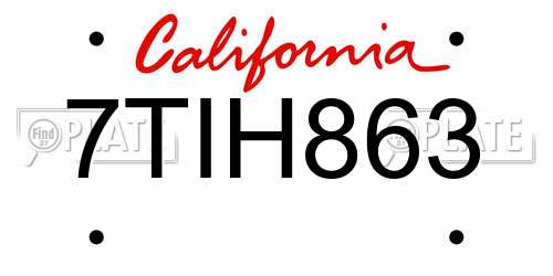 7TIH863 California License Plate
