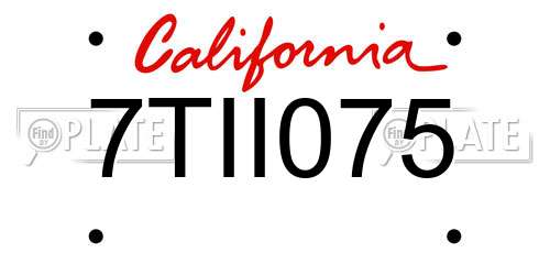 7TII075 California License Plate