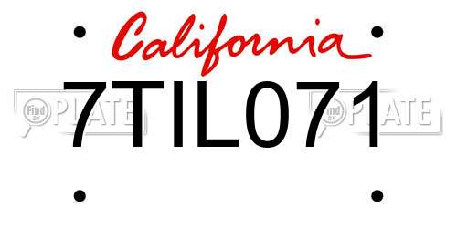 7TIL071 California License Plate