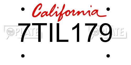 7TIL179 California License Plate