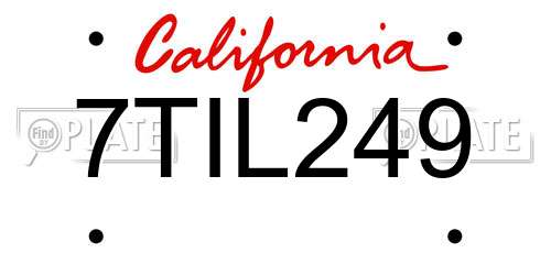 7TIL249 California License Plate