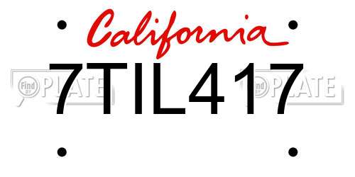 7TIL417 California License Plate