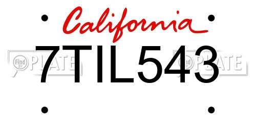 7TIL543 California License Plate