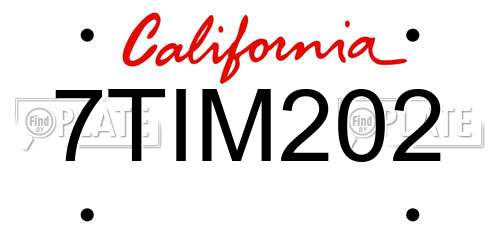 7TIM202 California License Plate
