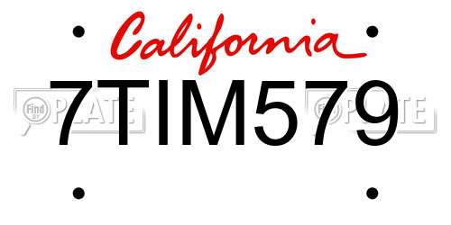 7TIM579 California License Plate