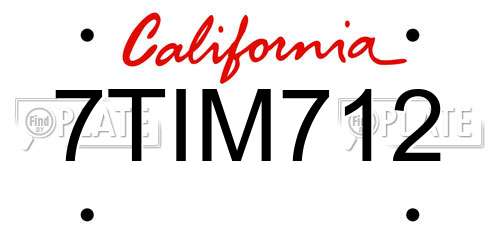 7TIM712 California License Plate