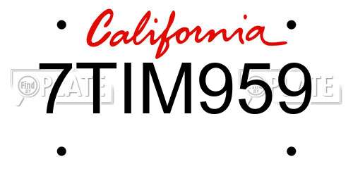 7TIM959 California License Plate