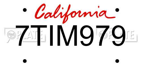 7TIM979 California License Plate
