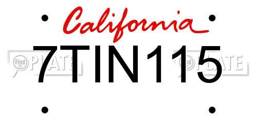 7TIN115 California License Plate