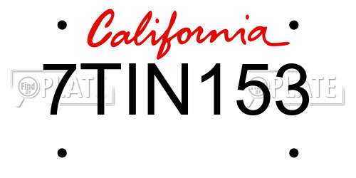 7TIN153 California License Plate