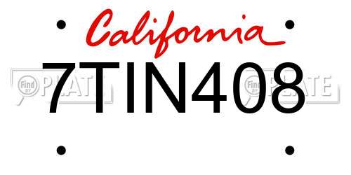 7TIN408 California License Plate