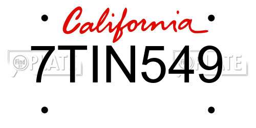 7TIN549 California License Plate