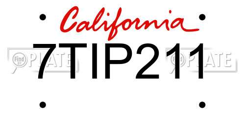 7TIP211 California License Plate
