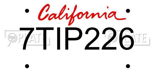 7TIP226 California License Plate