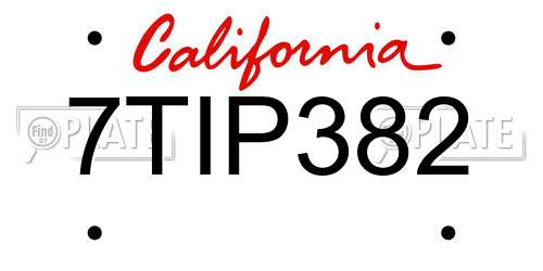 7TIP382 California License Plate