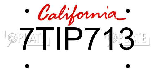 7TIP713 California License Plate
