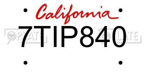 7TIP840 California License Plate