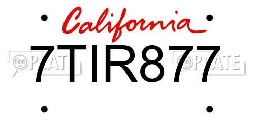 7TIR877 California License Plate