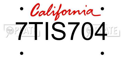 7TIS704 California License Plate