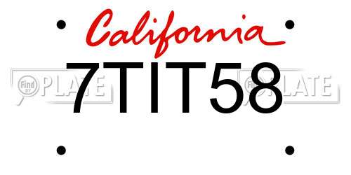 7TIT58 California License Plate