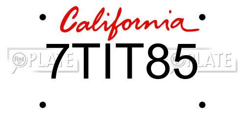 7TIT85 California License Plate