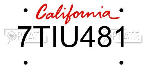 7TIU481 California License Plate