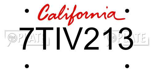 7TIV213 California License Plate