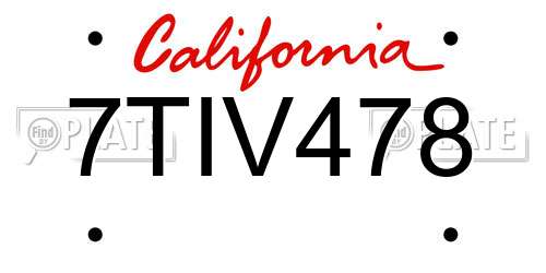7TIV478 California License Plate