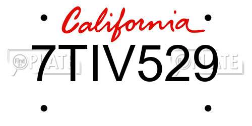 7TIV529 California License Plate