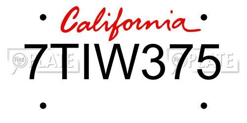 7TIW375 California License Plate
