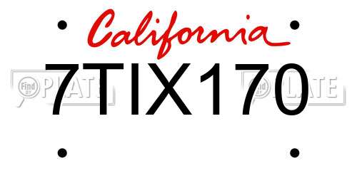 7TIX170 California License Plate