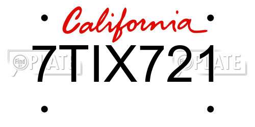 7TIX721 California License Plate