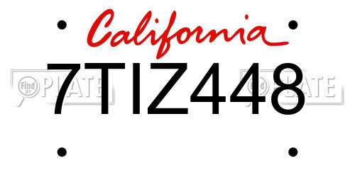 7TIZ448 California License Plate