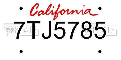 7TJ5785 California License Plate