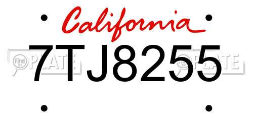 7TJ8255 California License Plate