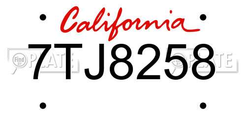 7TJ8258 California License Plate