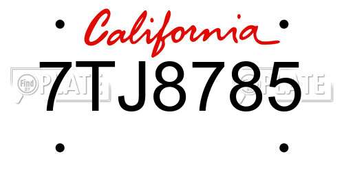 7TJ8785 California License Plate