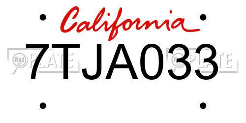 7TJA033 California License Plate