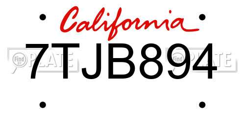 7TJB894 California License Plate