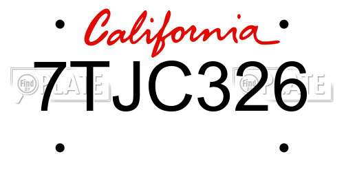 7TJC326 California License Plate