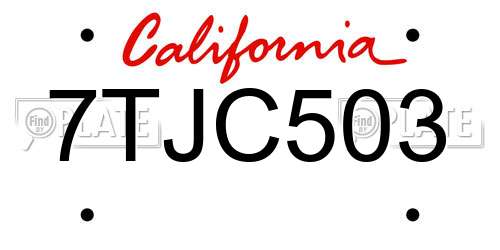 7TJC503 California License Plate