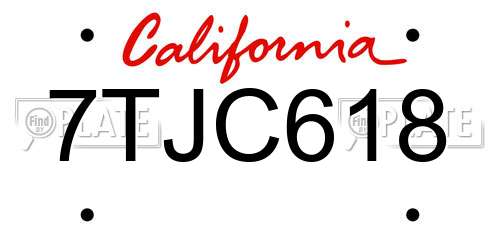 7TJC618 California License Plate