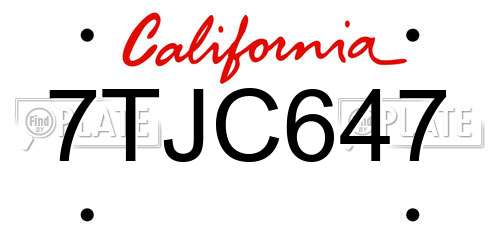 7TJC647 California License Plate
