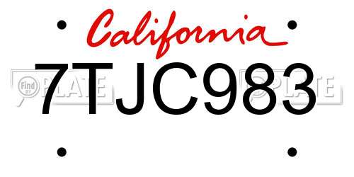 7TJC983 California License Plate