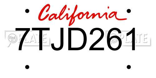 7TJD261 California License Plate
