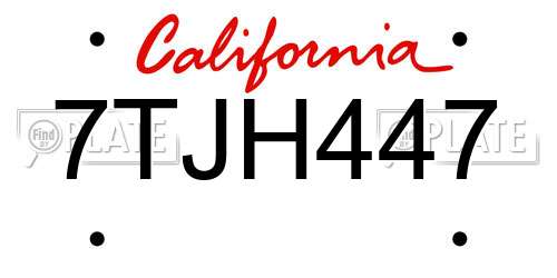 7TJH447 California License Plate