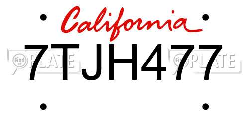 7TJH477 California License Plate