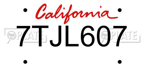7TJL607 California License Plate