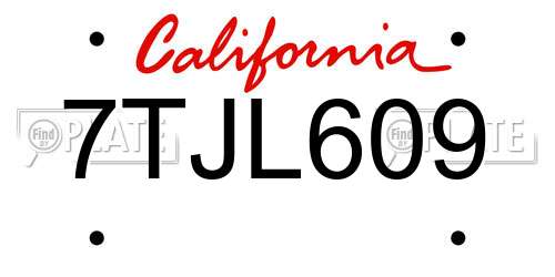 7TJL609 California License Plate