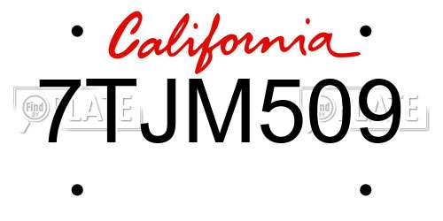 7TJM509 California License Plate